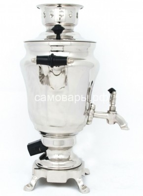 Электрический самовар из латуни никелированный на 1,5 литра форма "Тюльпан" с защитой от выкипания в Еманжелинске - emanzhelinsk.mebel-74.com | фото