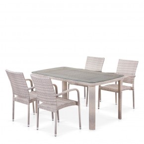 Комплект плетеной мебели T256C/Y376C-W85 Latte (4+1) + подушки на стульях в Еманжелинске - emanzhelinsk.mebel-74.com | фото