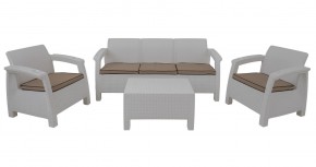 Комплект уличной мебели Yalta Premium Terrace Triple Set (Ялта) белый (+подушки под спину) в Еманжелинске - emanzhelinsk.mebel-74.com | фото