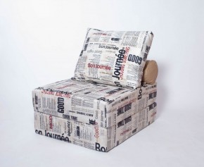 Кресло-кровать-пуф бескаркасное Прайм (Газета) в Еманжелинске - emanzhelinsk.mebel-74.com | фото