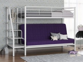 Кровать двухъярусная с диваном "Мадлен-3" (Белый/Фиолетовы) в Еманжелинске - emanzhelinsk.mebel-74.com | фото