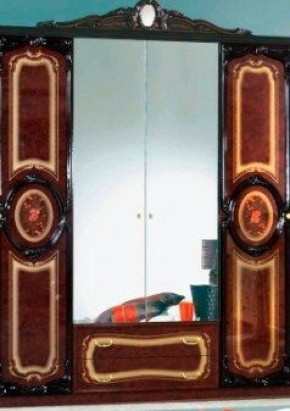 Шкаф 4-х дверный с зеркалами (01.144) Роза (могано) в Еманжелинске - emanzhelinsk.mebel-74.com | фото