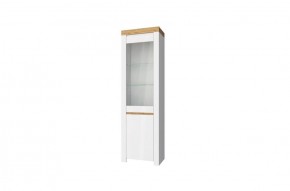 Шкаф с витриной  1V1D, TAURUS, цвет белый/дуб вотан в Еманжелинске - emanzhelinsk.mebel-74.com | фото